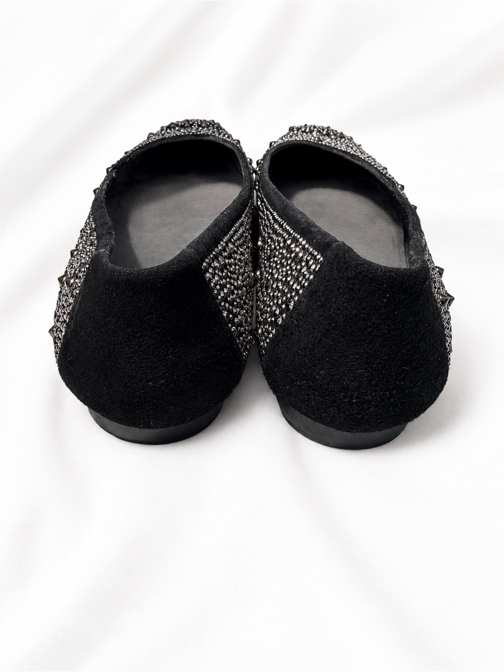 Stuart Weitzman Embellished Ballet Flats – Black Rhinestone Studded – Size 9 - Picture 5 of 10